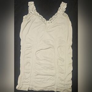 3/$10 Cream Lace Trim Tank Top
